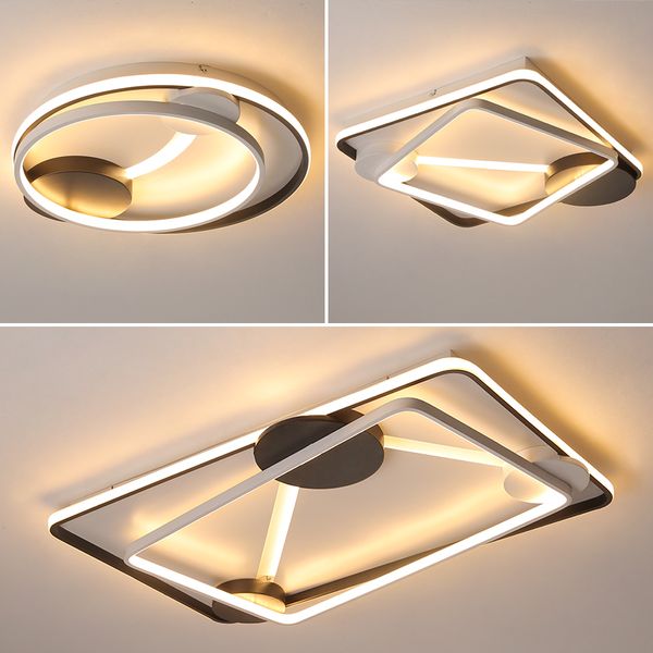 Dikdörtgen Modern LED Tavan Işıkları Oturma Odası Yatak Odası Çalışma Odası için Beyaz + Siyah Renk Ev Deco Tavan Lambası