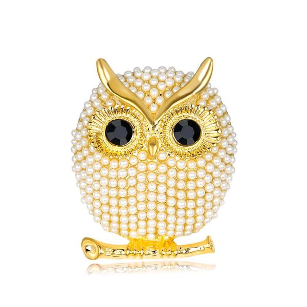 

golden jewelry owl brooch pearl brooch joker clothing brooch pin holding cloth hat bag accessories jewelry gift for women, Gray