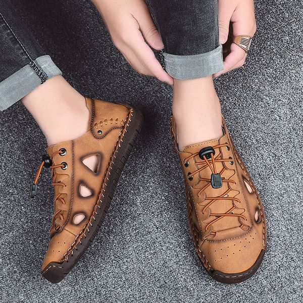 

microfiber leather classic mens soft hiking shoes man summer roman beach sandals walking driving climing outdoor sport sneakers