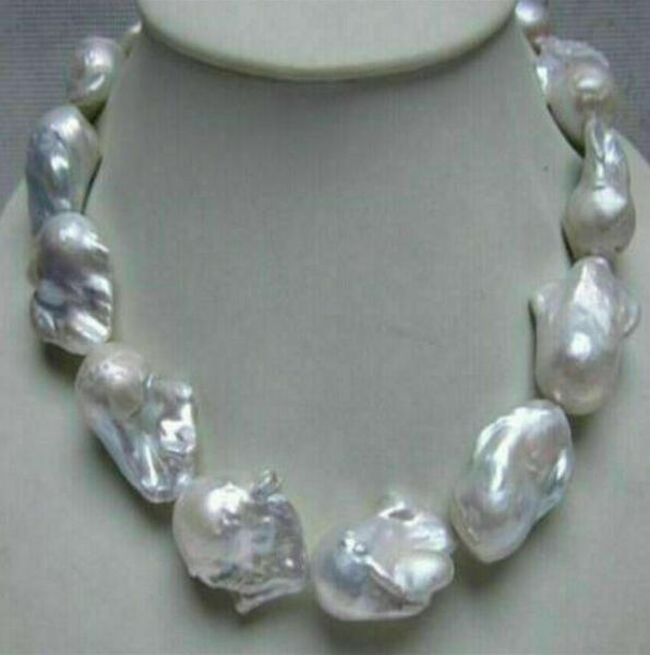 

gorgeous 25-28mm south sea baroque white pearl necklace 18inch 36, Silver