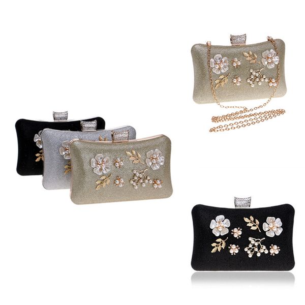 

new fashion women pearl diamonds clutch bags evening handbags chain shoulder sequined party new year gift wedding purse flap