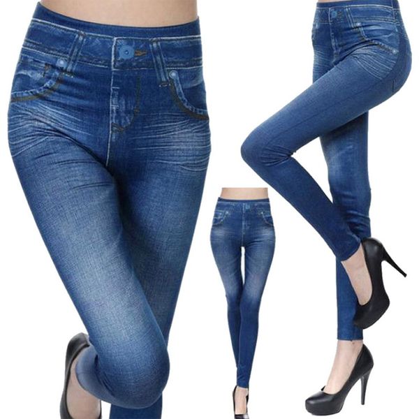 

autumn push up pants high waist ladies elastic jean femme legging workout slim fitness leggins women leggings, Blue