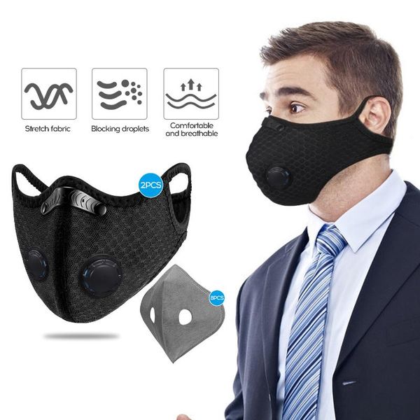 

2шт двойной клапан маска для мужчин женщин многоразовый хлопок воздушный фильтр маска с дыхательным клапаном для антипылевой пыльцы as n95 k