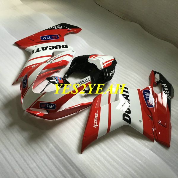 Kit corpo carena iniezione personalizzata per DUCATI 848 08 09 10 11 ducati 1098 1198 2008 2009 2011 Carene rosse bianche Carrozzeria + Regali DD62