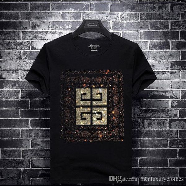 

Rhinestone Mens Brand Tshirts Designer Tops Luxury Short Sleeved Summer Tops Tshirt