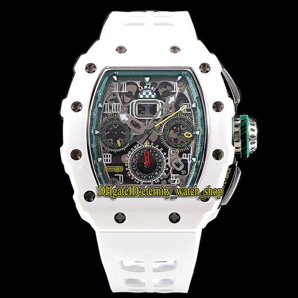 

kv version rm 11-03 f1 flyback chronograph eta 7750 automatic ceramics case skeleton dial rm011 mens watch rubber sport designer watches, Slivery;brown