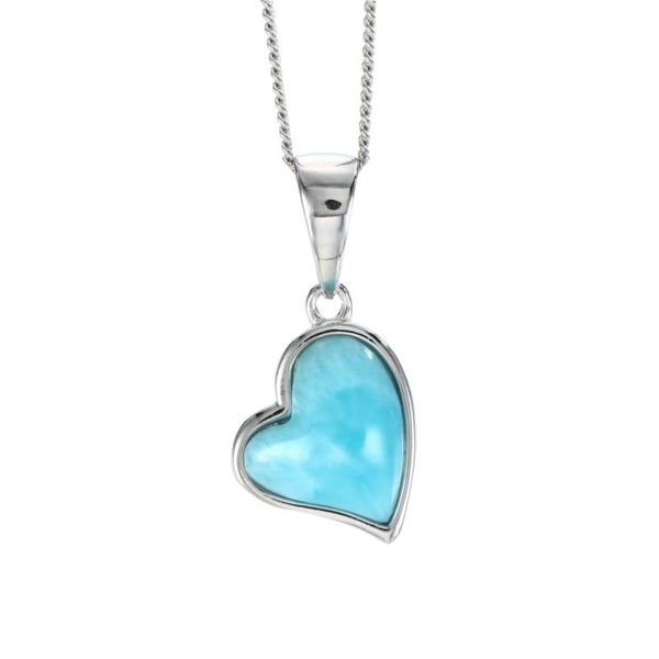 

selling 925 sterling silver natural dominica larimar heart pendant necklace for women gift