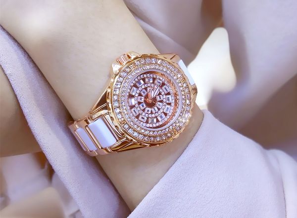 

new selling watch factory direct foreign trade high-end linked list custom full diamond brand womens watch, Slivery;brown