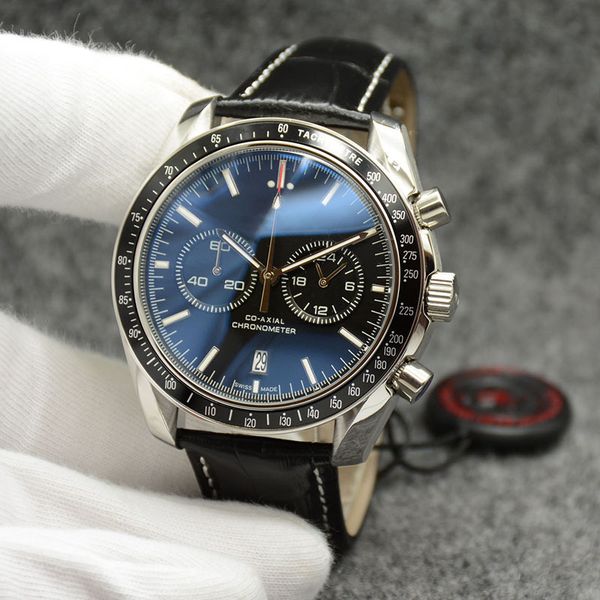 

бесплатной доставка открытого 44mm кварцевой дата мужские часы секундомер high grade мужских наручные часы черный циферблат с черным кожаным, Slivery;brown