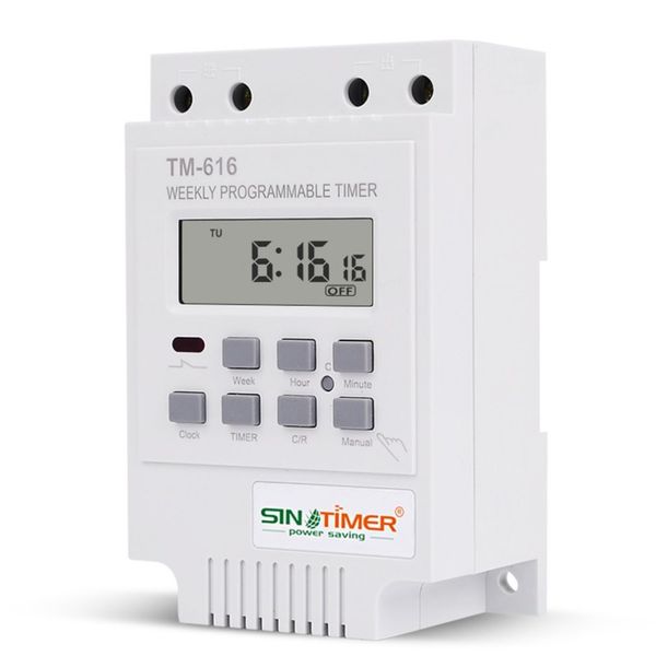 

sinotimer tm616w-2 30a 220v electronic weekly programmable digital time switch relay timer control timer din rail mount