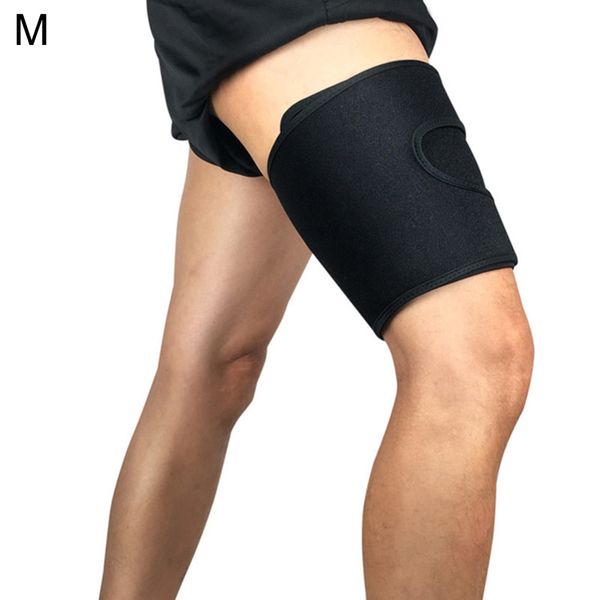 

sport thigh guard muscle strain protector pads leg compression knee support fitness compression leggings leg sleeve, Black