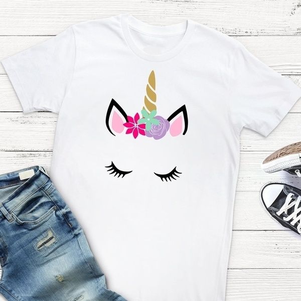 

baby kids summer cute unicorn printed short sleeve casual t-shirt for toddler children young cute kawaii tees boy girl gift top, Blue