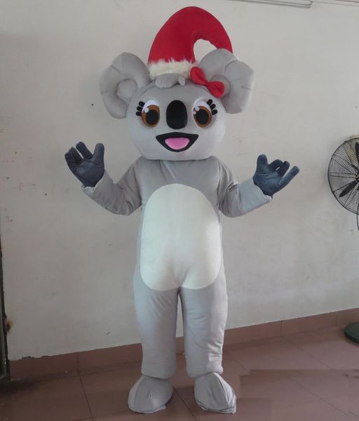 Fabrika 2019 Sıcak Peluş Noel Koala Bear Maskot Kostümü Yetişkinlerin Tatil Giymesi için