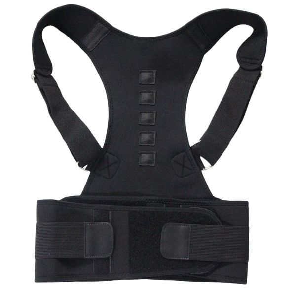 

magnetic therapy posture corrector shoulder back support belt for men women size s, Black;blue