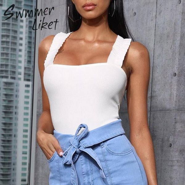 

women's swimwear solid ruffle bodysuit one-piece push up women retro ribbed swimsuit female vintage bikini 2021 white mononiki, White;black