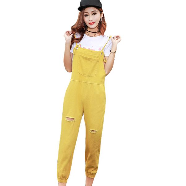 

019 новая весна женщины опрятный стиль повседневные джинсы комбинезоны рваные отверстия джинсы без рукавов джинсовые комбинезоны сплошной цв, Black;white