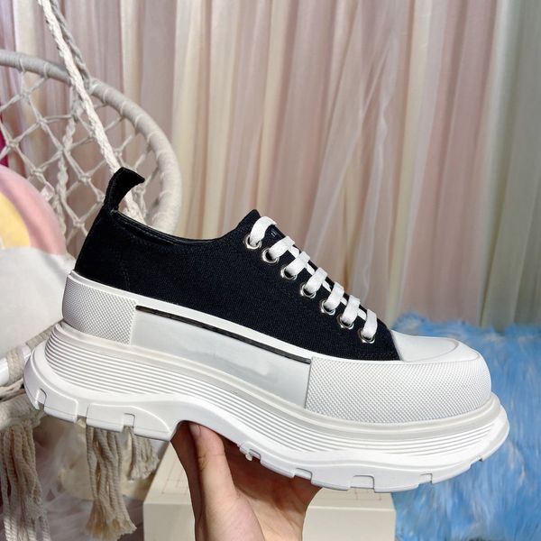 

2020 luxury platform fashion designer men women shoes sneakers leather flat canvas casual shoes platform trainers walking sneakers, Black