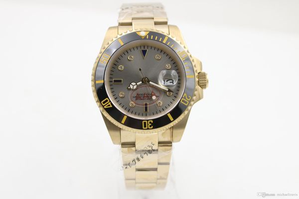 

высокое качество мужской мастер серии, серые часы диска, высококачественное 18k золото, сталь группа часы, поворотные керамические часы, Slivery;brown