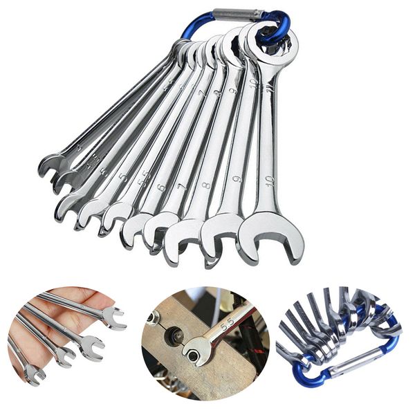 

10pcs mini durable wrench set anti slip home practical spanner hand tools plum end dual use combination portable repair 4-11mm