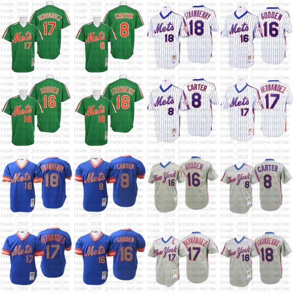 

new throwback york blue 1983 gary carter darryl strawberry keith hernandez dwight gooden jersey , men's mitchell and ness, Blue;black