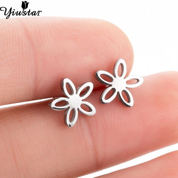 

yiustar cute star earrings punk stud earring steel color earing tiny stainless steel earings for women brincos wholesale aretes, Golden;silver