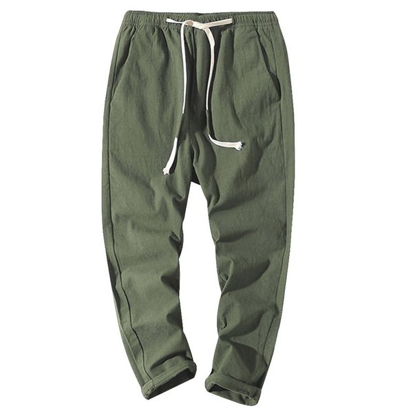 

olome men popular casual chinese style trousers summer autumn harem pants 7 colors homme jogger pants male bottoms plus size, Black