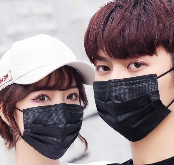 

in stock face mask black/white/pink 3 ply mask black layers mouth masks earloop non woven protective anti dust dustproof facema