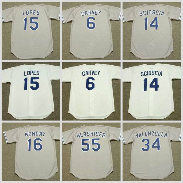 

MONDAY baseball Jersey 1981 Los Angeles 6 STEVE GARVEY 14 MIKE SCIOSCIA 55 OREL HERSHISER 34 FERNANDO VALENZUELA 15 DAVEY LOPES 16 RICK Men