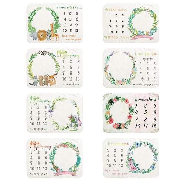 

baby monthly record growth milestone blanket wreath pattern pgraphy props p31b