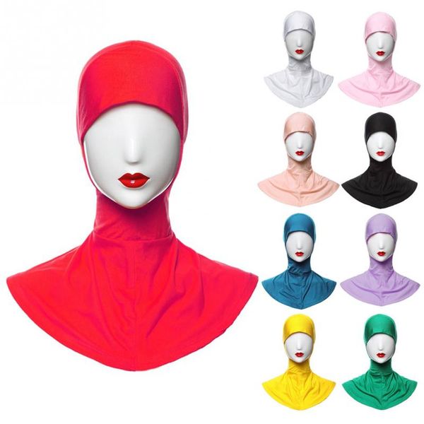

women muslim long scarf solid color cotton turban headscarf