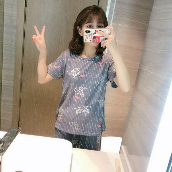 

women's sleepwear women pajamas sets sleep nightdress nightie home clothes suit sweet two-piece service, Black;red