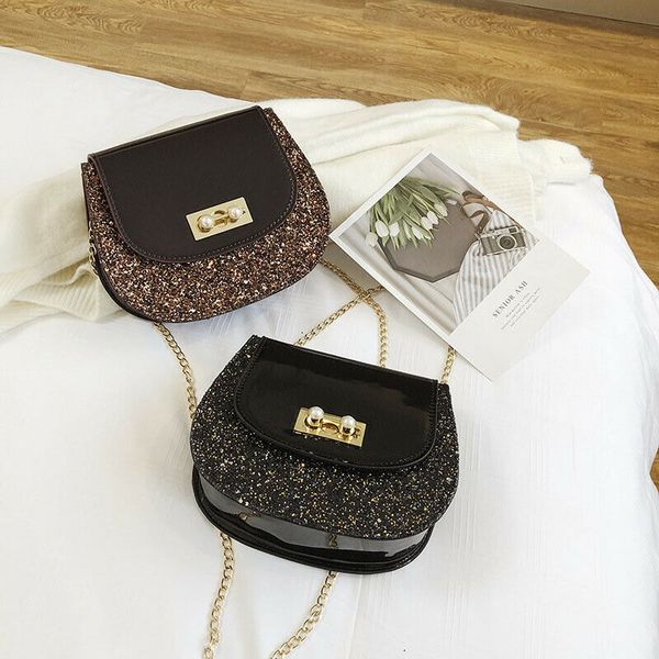 

new female messenger bag canta bright color pearl chain bag shoulder mobile phone