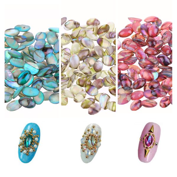 

10pcs diy nail decors colorful natural shell pattern acrylic nail art stones manicure tips for women beauty accessories, Silver;gold