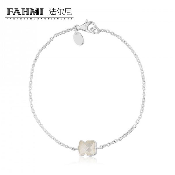 

fahmi 100% 925 sterling silver bear bracelet 615431670white shell charm women's bracelet simple charming jewelry gift, Black