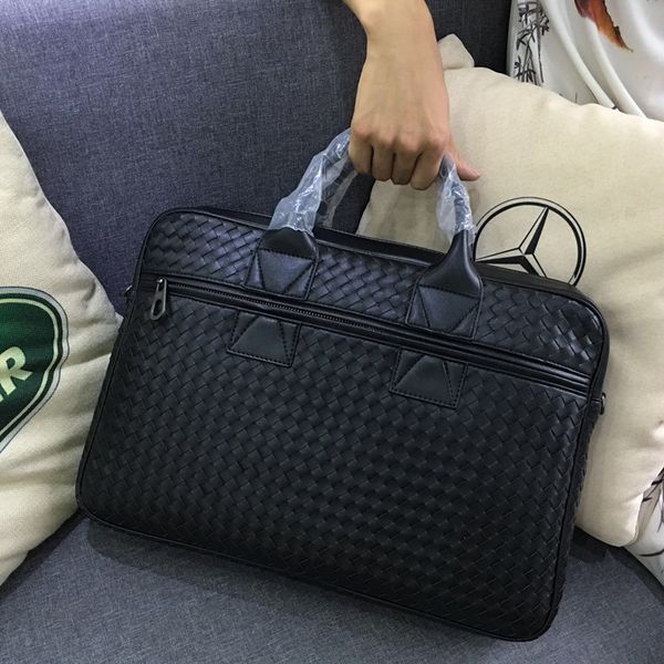 

kaisiludi men's hand-woven casual bag leather leather bag men men's fashion computer handbag briefcase business and women vwapj, Red;black