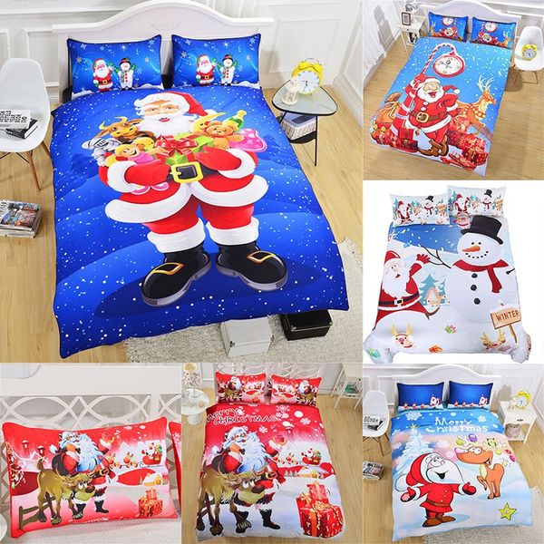 

3d printed christmas bedding sets 3pcs/set duvet cover pillowcases santa claus snowman christmas decoration gift dhl fa2534