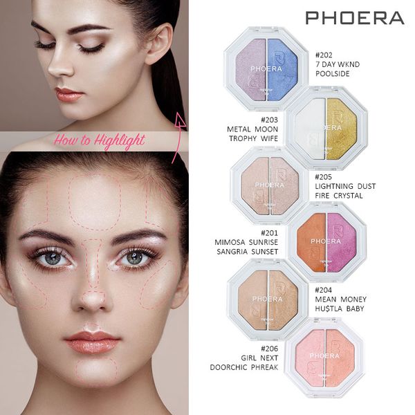 

6 style high gloss eye shadow powder concealer brighten skin lasting pigment palette double color fashion shimmer set tslm1