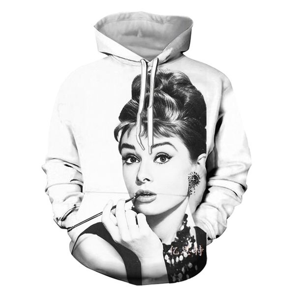 

одри хепберн черно-белый 3d цифровой печати балахон, Black