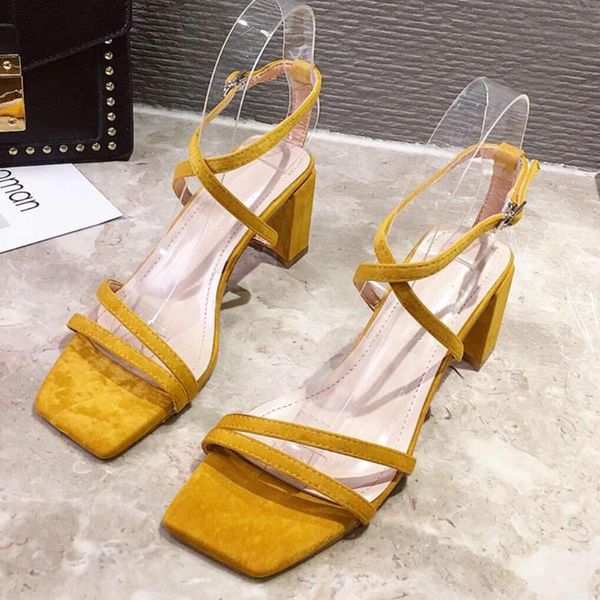 

sarairis female cool square open toe sandals elegant high heels sandals women summer cross tied shoes woman t12, Black