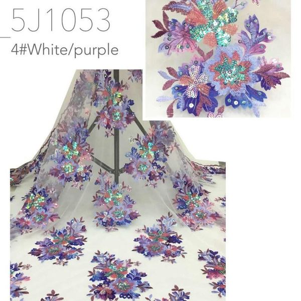 

embroidered nigerian lace fabrics 2020 african tulle mesh lace french sequin fabric for wedding dress fj08, Pink;blue