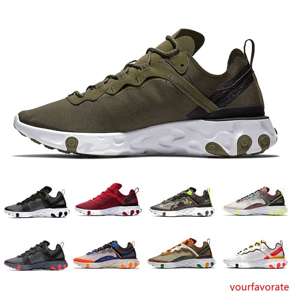 

olive react element 87 55 mens running shoes tour yellow undercover camo red men women sail triple black white taped seams sports sneakers