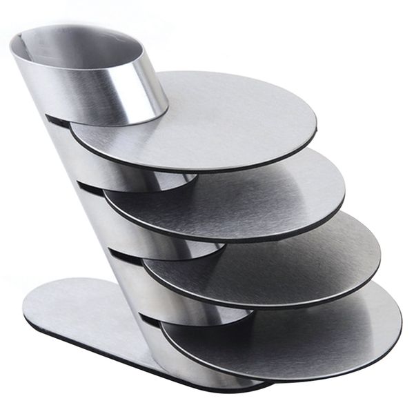 

4pcs/set spinning drinks coasters stainless steel metal cup mat pads tableware placemat cup bowl insulation