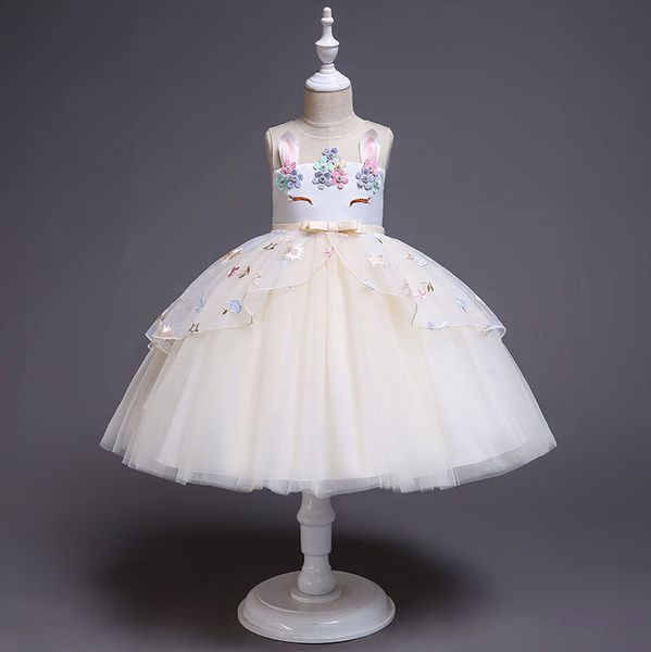 

retail 6 colors girls rainbow clothes unicorn princess party prom dresses children christmas princess cosplay costumes party dress clothing, Red;yellow