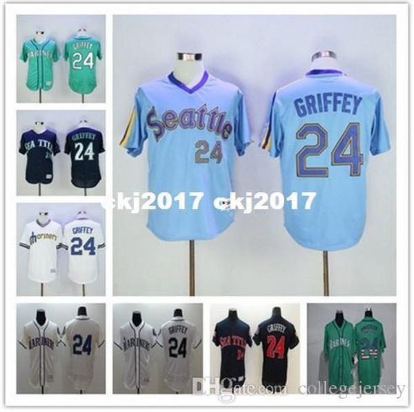 

2016 mens 24 ken griffey jr jersey red stitched retro jerseys size:m-xxxl, Blue;black