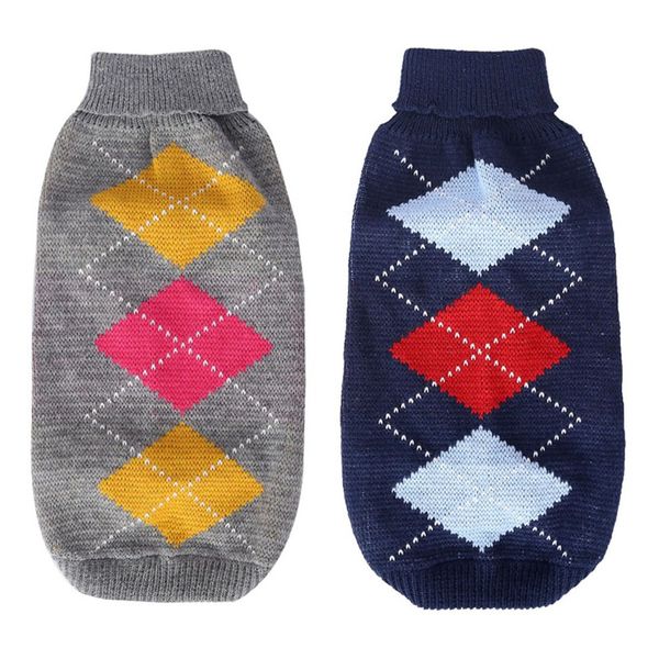 

puppy cat small pet dog clothes winter plaid sweater christmas sweater clothing pet supplies