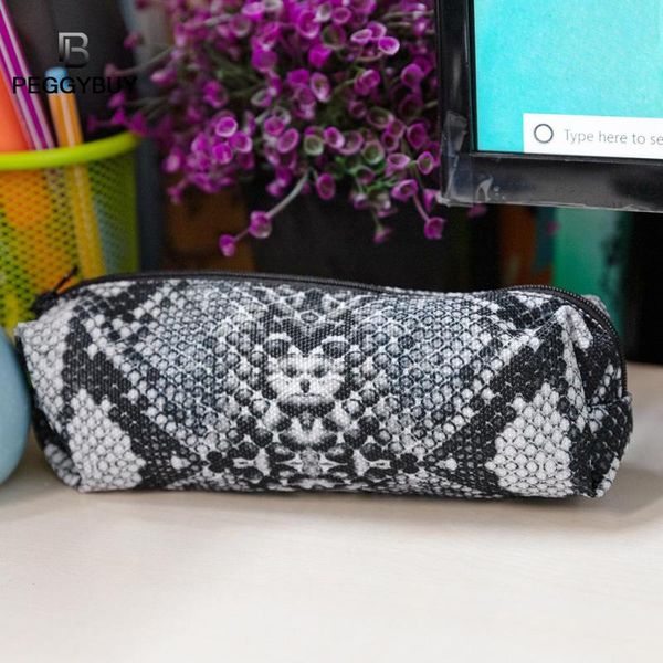 

3d digital snake print pencil case zipper cosmetic bag pen box stationery