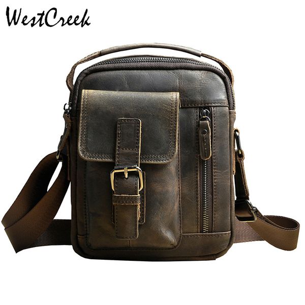 

westcreek brand genuine leather men messenger bag retro crazy horse leather mens crossbody bags small mens handbag shoulder bags