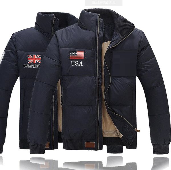 

men's winter warm down jacket outdoor padded man outerwear coats, Black