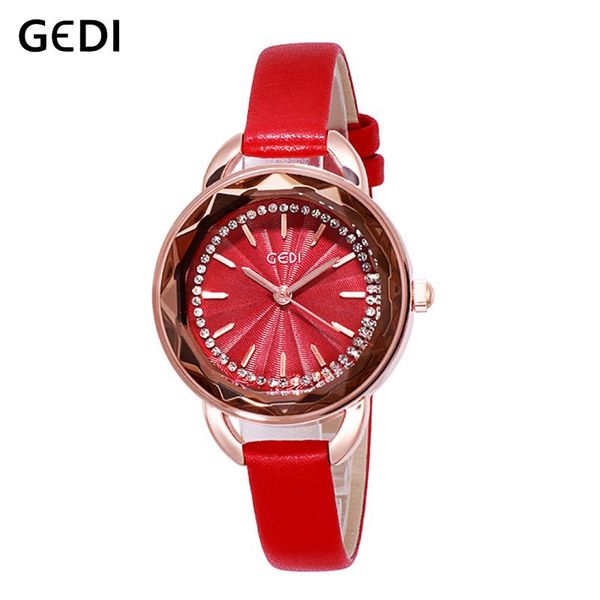 

gedi fashion leather watch for women starry womens wristwatch brand fashion ladies luxury clock female woman watch reloj mujer, Slivery;brown