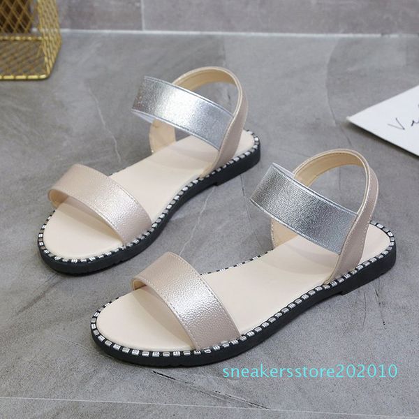 

rome women elastic band sandals women's peep toe woman sewing flats female fashion comfort shoes ladies footwear plus size 41 s10, Black